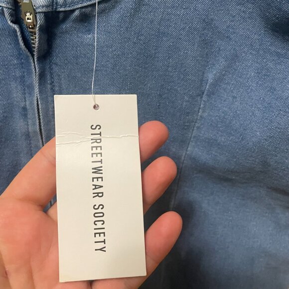 NWT Streetwear Society blue denim a-line style mini dress size XL - Picture 4 of 10